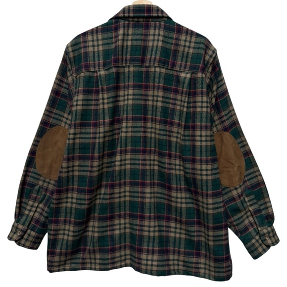 Vintage Pendleton Wool Flannel Elbow Patch Button Down Shirt Size Large - Picture 2 of 9